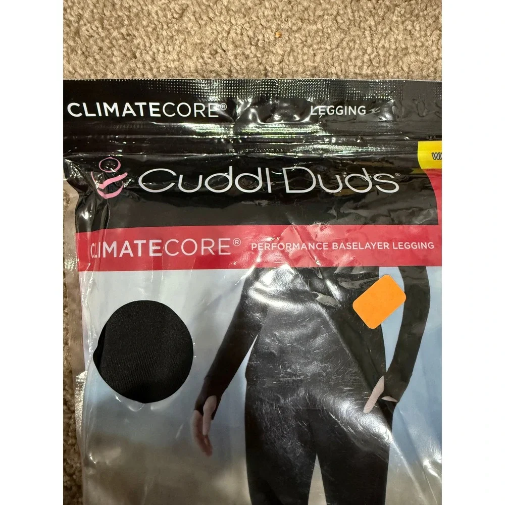 Cuddl Duds ClimateCore Performance Baselayer Leggings Black Side Pockets L
